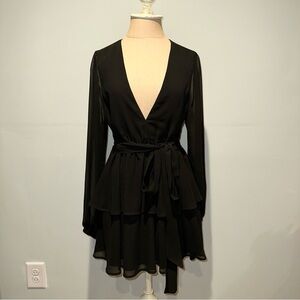 Majorelle Berkshire Black Tiered Long Sleeve Dress